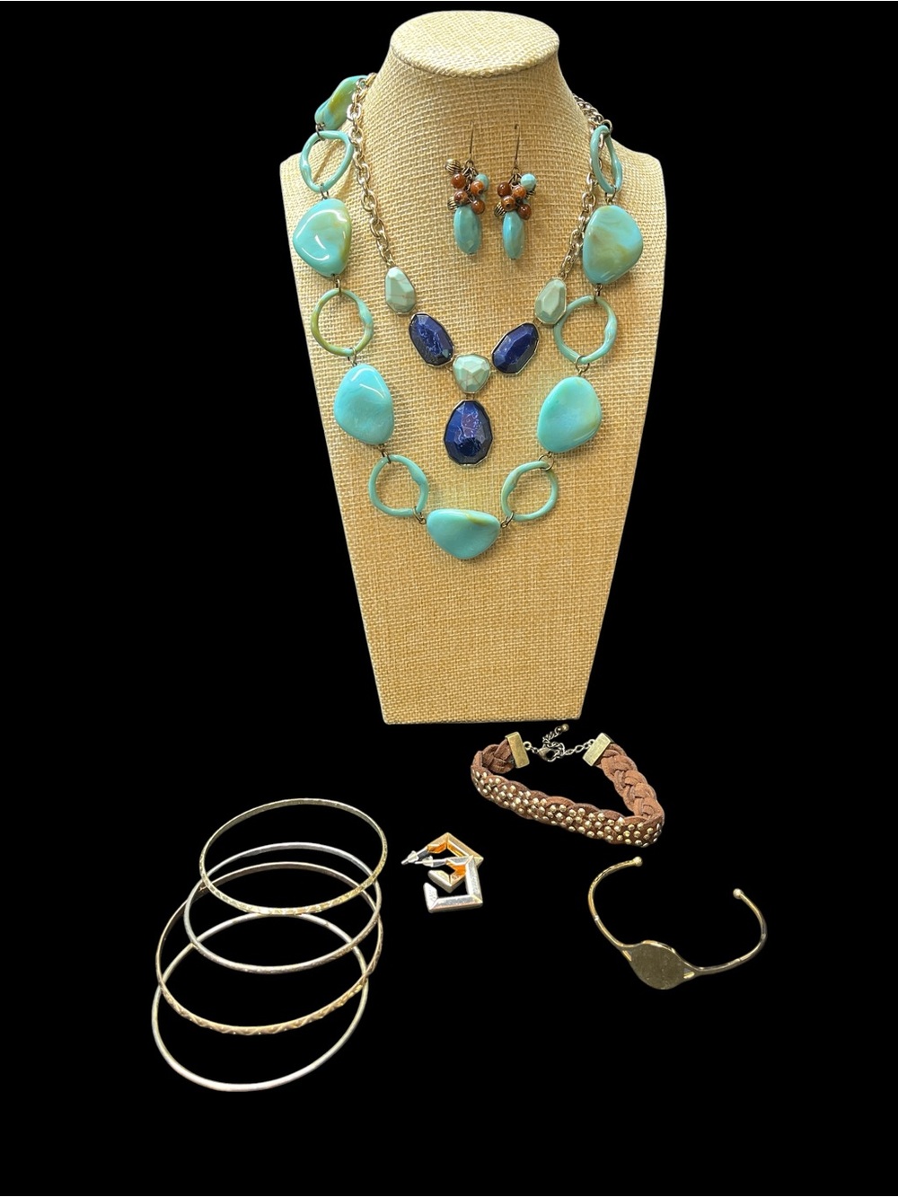 Tray #3 Southwestern Style Faux Stone Multi-Layer Necklace, Earrings & Bracelets